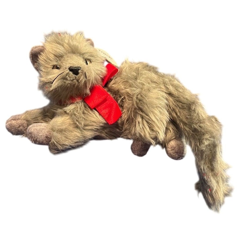 Vintage Ty Beanie Baby "Beani" Grey Cat with Red Bow Plush Toy‎
